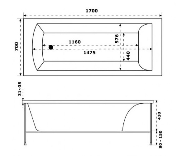 ванна акриловая JACOB DELAFON OVE 170х70